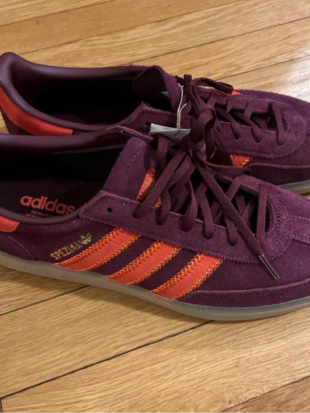 adidas Handball Spezial Suede Sneakers in Burgundy and Orange